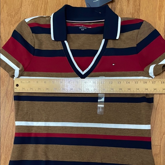 Tommy Hilfiger Striped Polo Shirt - Multicolor Ladies Size Small Collar NWT - Picture 2 of 10
